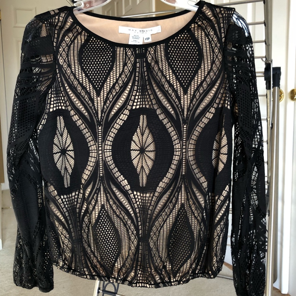 Max Studio black lace top, XSP